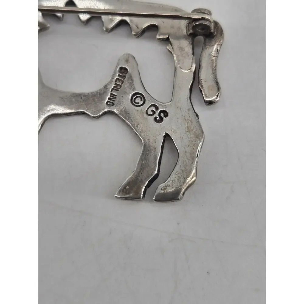 Vtg 70s Sterling Navajo GS Glen Irene Sandoval Buffalo Bison Outline Brooch Pin